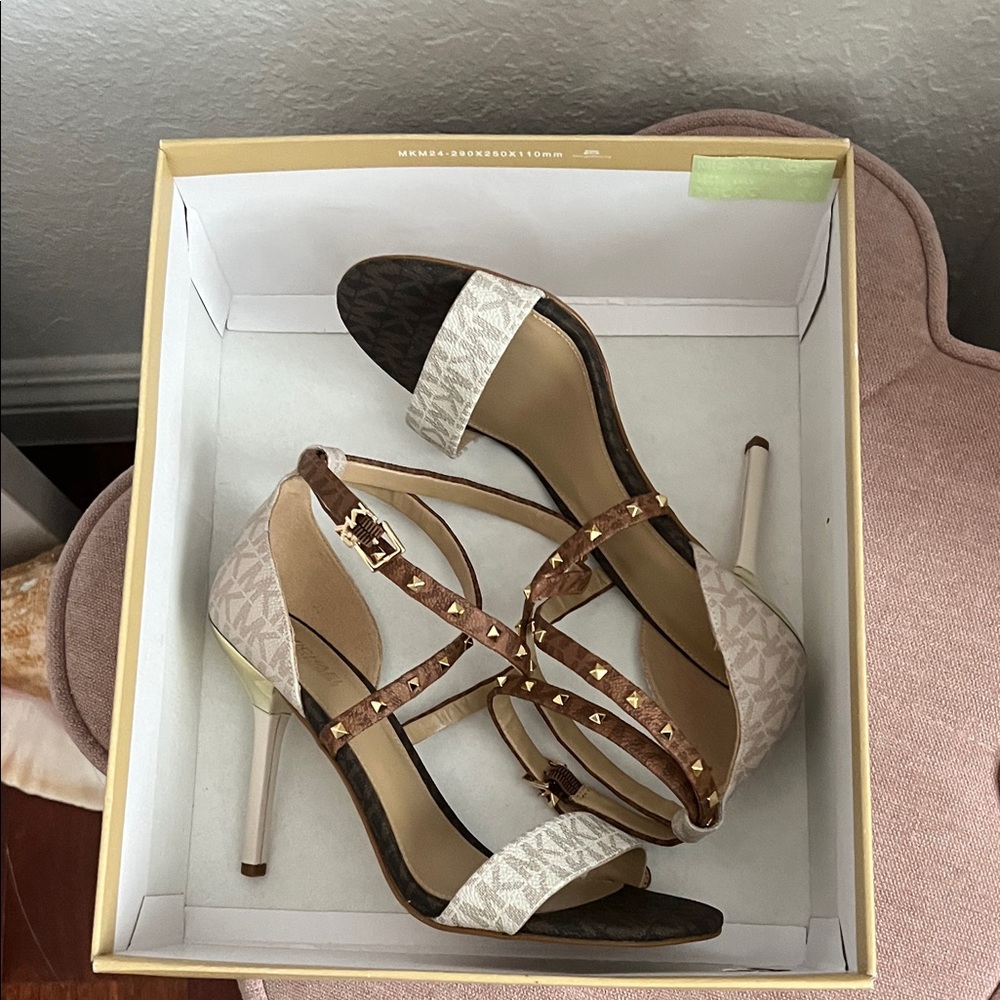 Michael Kors Beige and Brown Strappy Heels